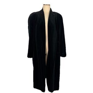 Vintage Black Velvet Long Opera Coat Dress Gothic Evening J S Collections Small